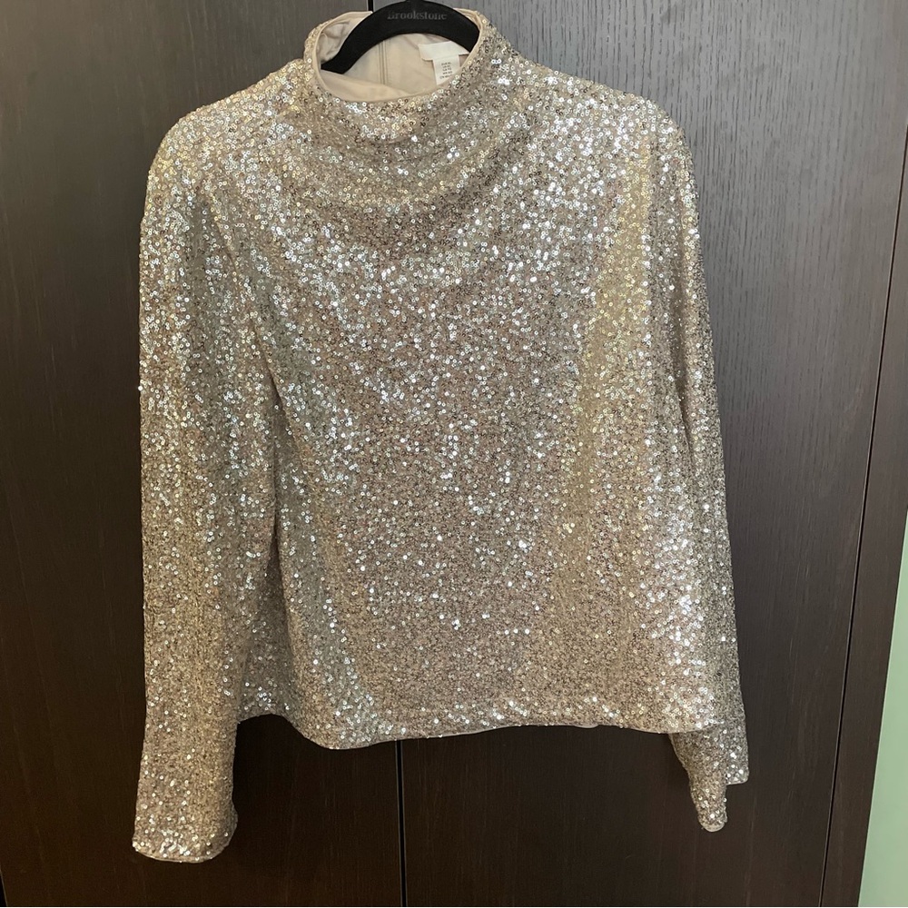 H&M Sparkling Gold Sequin Blouse